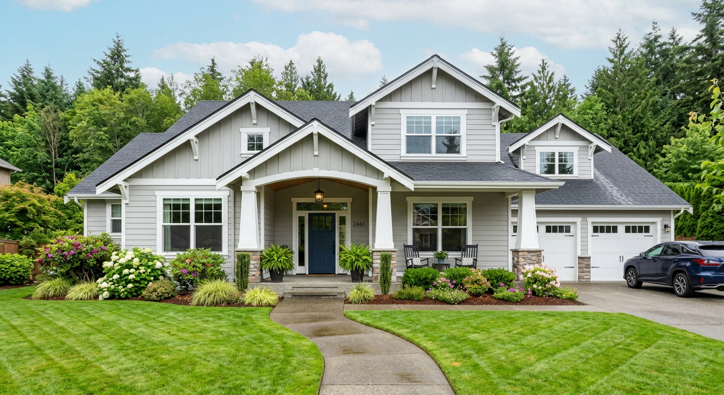 A craftsman style home with a covered front porch