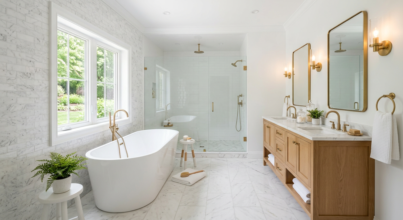 Primary bathroom with soaking tub